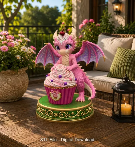 Cute Fantasy Dessert Dragon STL for 3D Printing