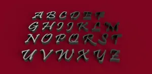 PRISTINA font uppercase 3D letters STL file