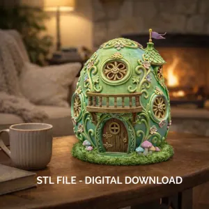 Fantasy Egg House STL File – 3D Printable Easter Decoration