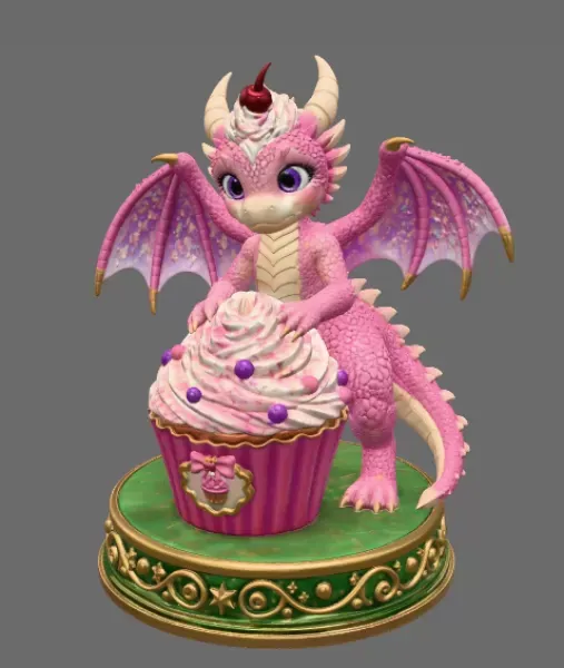 Cute Fantasy Dessert Dragon STL for 3D Printing — Фото 3 из 13