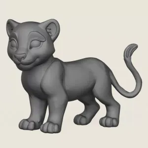 Lion Cub Print Ready 3D Model