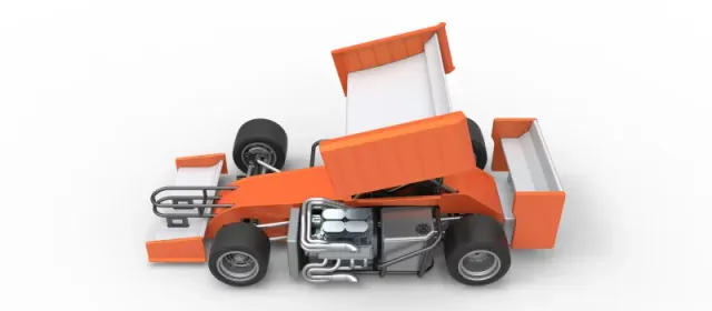 Supermodified front engine Winged race car V3 Scale 1:25 — Фото 10 из 31
