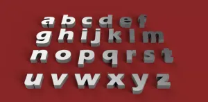 ERASBOLD font lowercase 3D letters STL file