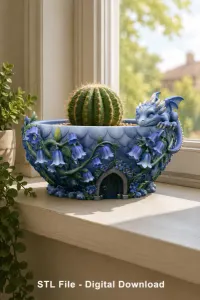 Baby Dragon Flower Bowl STL File for 3D Print