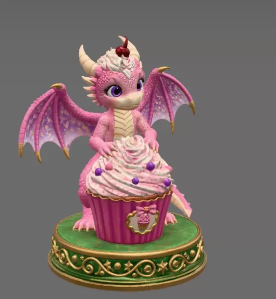 Cute Fantasy Dessert Dragon STL for 3D Printing — Фото 7 из 13