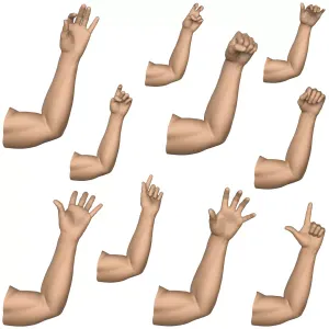 3D Print Ready 40 Man Hand Arm Plam Pose Collection