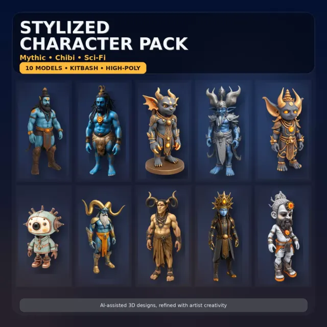 Stylized Mythic Character Pack – Kitbash High-Poly Collection — Фото 22 из 22