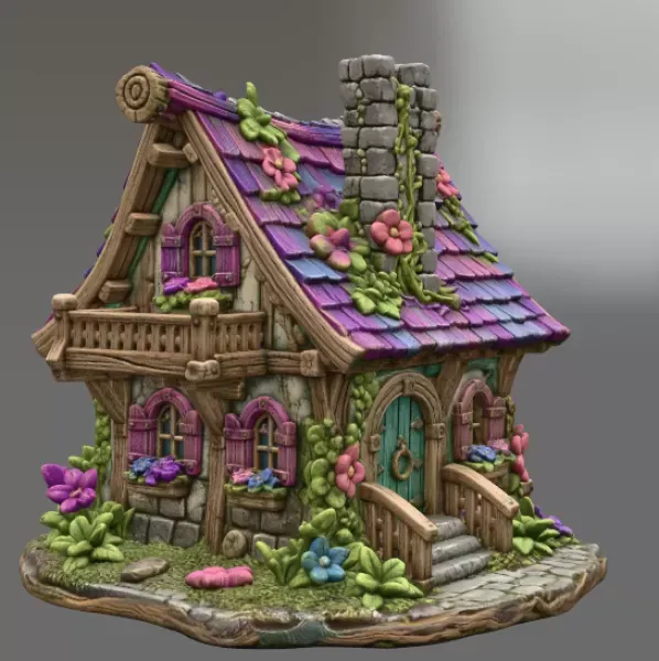 Enchanted Bloom Cottage STL File for 3D Printing — Image 4 of 13