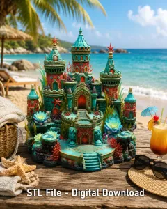 Coral Kingdom Fantasy Castle STL File for 3D Print