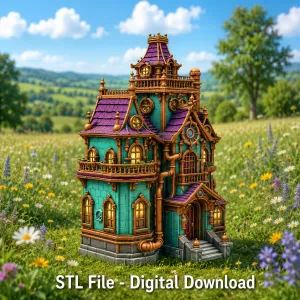 Whimsical Steampunk Manor STL File for 3D Print