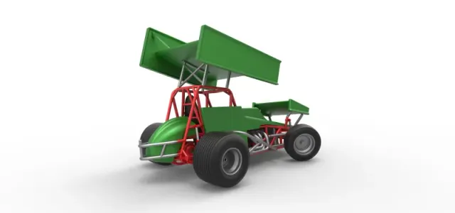 Vintage Winged Sprint car while turning Scale 1:25 — Фото 17 из 29