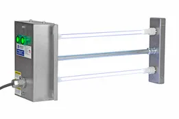12" UV Air Duct Disinfection 2-Lamp Fixture - UV-C - Destroys Airborne Bacteria & Viruses - 220V - 7.2W Total UV Output - Air Duct Mount - 10' Cord w/ 220V Cord Cap