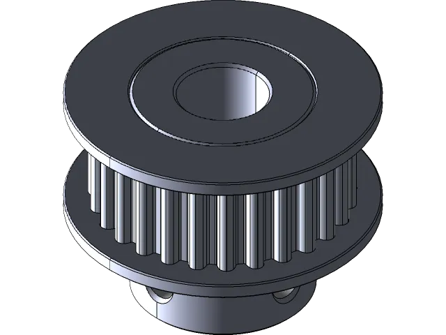 GT2 Timing Pulley, Extended Hub, 28 Teeth, 6 mm Belt Width, 6 mm Bore — Фото 2 из 8