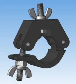 Clamp for pipes on a perforated rail