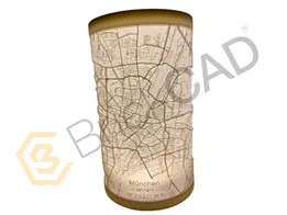Minimalist City Map Lithophane Lamp – 3D Printable CAD Model | SolidWorks Decorative Lighting Design
