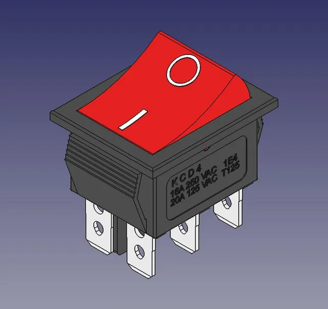 KCD4 rocker switch 30x25mm panel opening 28x22 — Image 2 of 6