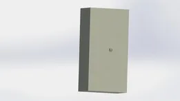 A grey and a blue and white metal cupboard / Une armoire grise et une bleue et blanche (1950mm x 540mm x 1000mm)