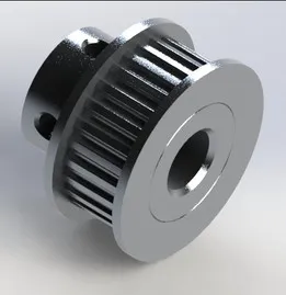 GT2 Timing Pulley, Extended Hub, 28 Teeth, 6 mm Belt Width, 6 mm Bore