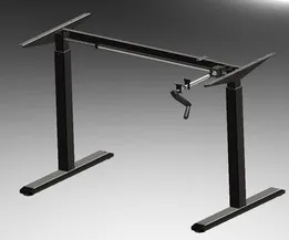 VIVO Black Manual Height Adjustable Stand Up Desk Frame Crank System Ergonomic Standing 2 Leg Workstation (DESK-V101M)
