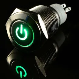 Metal LED Illuminated Latching 16mm Power Push Button ON-OFF Switch 12V