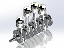 Inline 4-Cylinder Engine Piston and Crankshaft Assembly