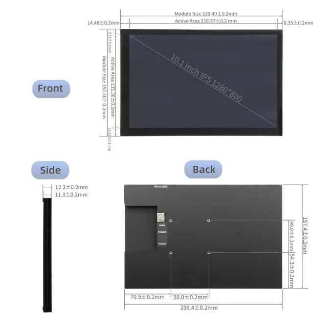 10.1" HDMI Capacitive Touchscreen Monitor (1280x800 IPS, for Raspberry Pi / Windows / Linux) — Image 2 of 3