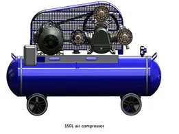 150L Industrial Heavy-Duty Air Compressor - Precision Layout Model