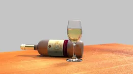Wine glass and wine bottle