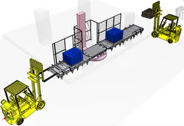 Palette Roller conveyor with shrink wrap turn roller conveyor