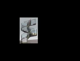 stair spiral-furniture design. Escalera de diseño inox y cristal con muebles de diseño