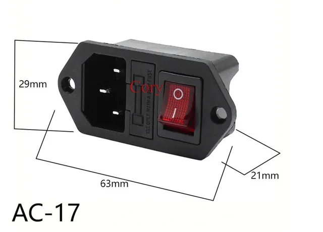 AC Power Socket 3 pin 250V 10A AC-17 (IEC3 C14) — Фото 2 из 5