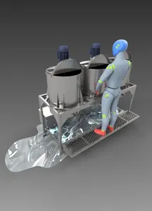Industrial Stainless Steel Mixing Skid – 3 Tanks, 200 L Each