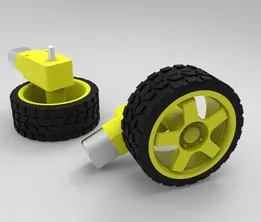 DC motor with wheel