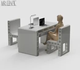 Futuristic Profile Type Desk/Table and Chair