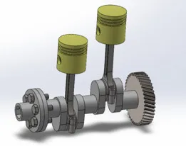 2-Cylinder Engine Crankshaft and Piston Assembly