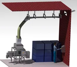 Overhead conveyor structure+ gravity feed metal detector