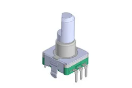 11mm Metal Shaft Rotary Encoders THT - Vertical, w push-on switch