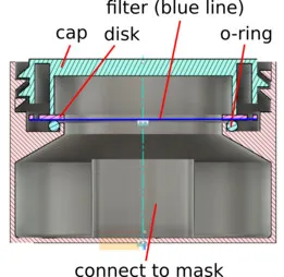 virus filter adapter for KHROOM, DIVELUX, Decathlon snorkel dive mask