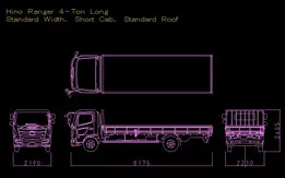 2D CAD data of Hino Ranger 4 Ton Long