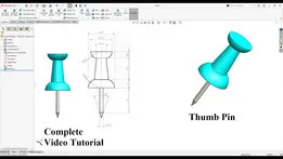 How to make Thumbtack, Thumb Pin or Push Pin in Solidworks, Complete Video Tutorial