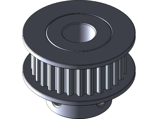 GT2 Timing Pulley, Extended Hub, 28 Teeth, 6 mm Belt Width, 6 mm Bore — Фото 7 из 8