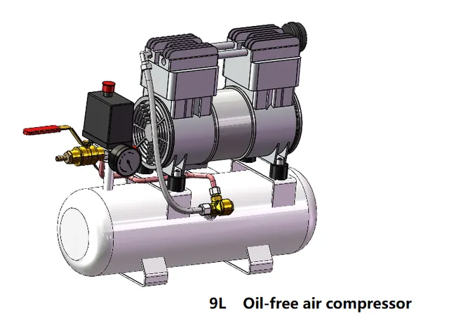 9L Oil-Free Silent Air Compressor - High Fidelity for Spatial Layout