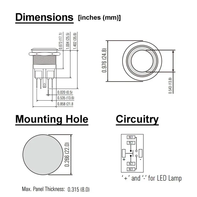 Push Button Switch with Ring LED 22mm — Фото 3 из 4