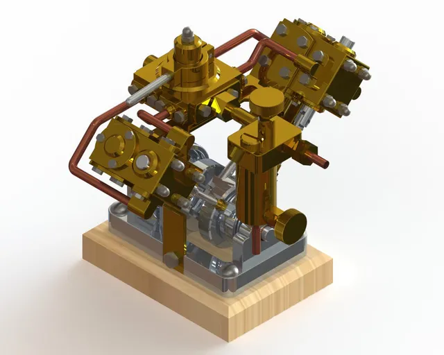 V-SHAPED DOUBLE ACTING STEAM ENGINE — Image 2 of 41