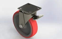 Caster Wheel, Swivel with Lock and 8" Diameter