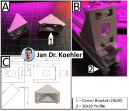 90 Deg Corner Bracket 90 Deg for 20x20 Profile