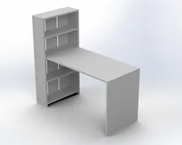 Modern Study Desk with Integrated Bookshelf - Space-Saving Design
