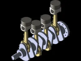 Four-Cylinder Inline Engine Crank-Piston Assembly