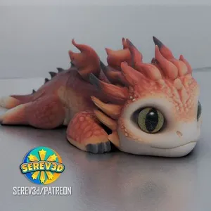 Baby Fire Elemental Dragon - Articulated Fantasy Figure - No Supports 3D Print STL/3MF
