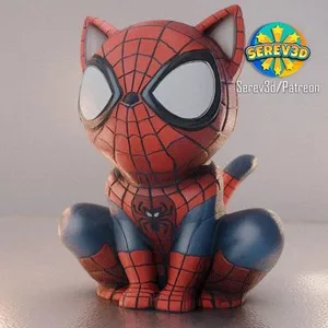 Spider Cat - Spiderman Cosplay Cat Figurine - No Supports 3D Print STL/3MF
